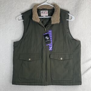 NWT Heritage Weatherproof Mens Vest XL Green Full Zip Pockets Work Canvas Duck